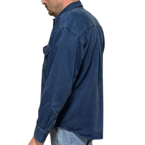 GUESS Classics Heavyweight Rugged Thick Denim Shacket Shirt Button Mens Medium - Picture 7 of 12
